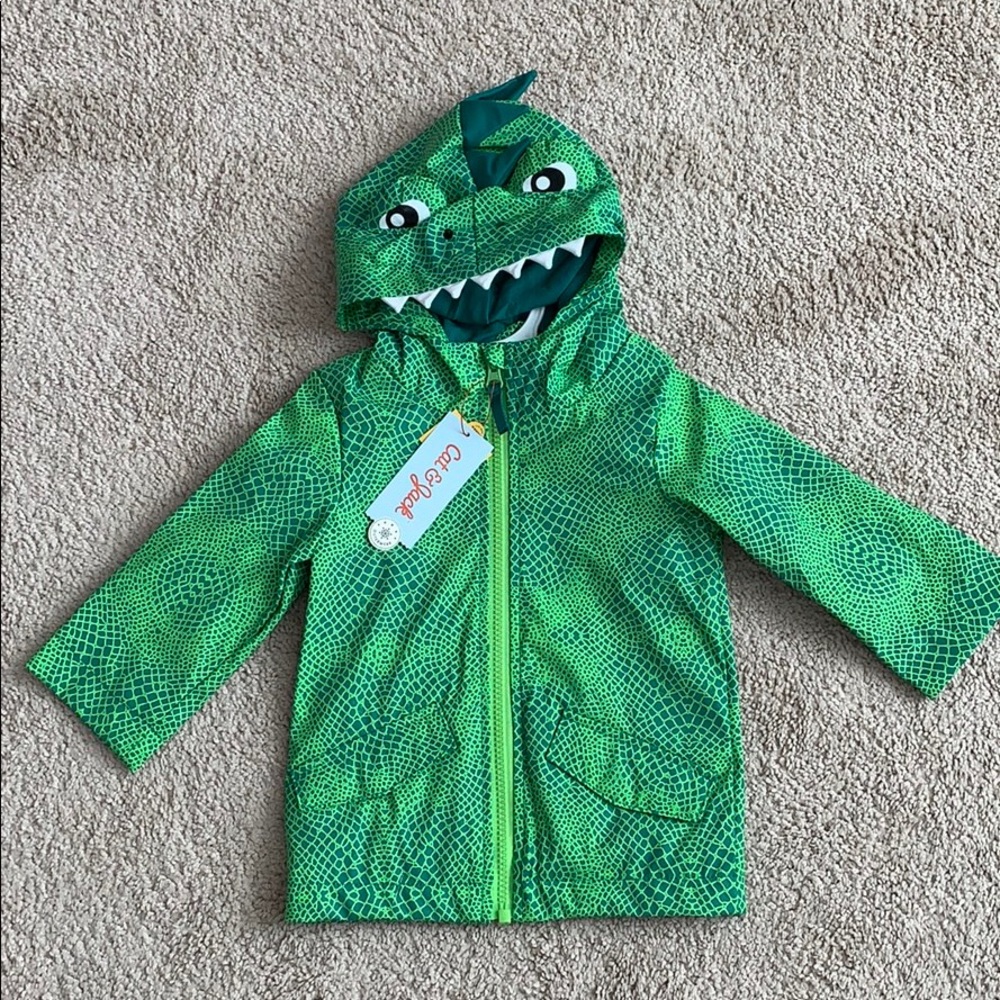 NWT Boys 12M Cat and Jack Dino Green Rain Jacket